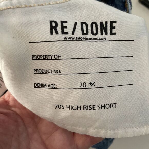 Re/Done 70S High Rise Shorts Womens 28" Waist Denim Buttonfly Distressed Cutoffs - Picture 3 of 10